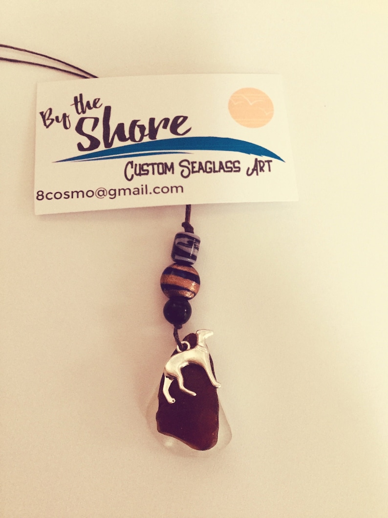 bottle hanging charm. Rearview mirror Clair SeaGlass DOGPuppy Hand-Made Genuine 100/% Canadian Lake St