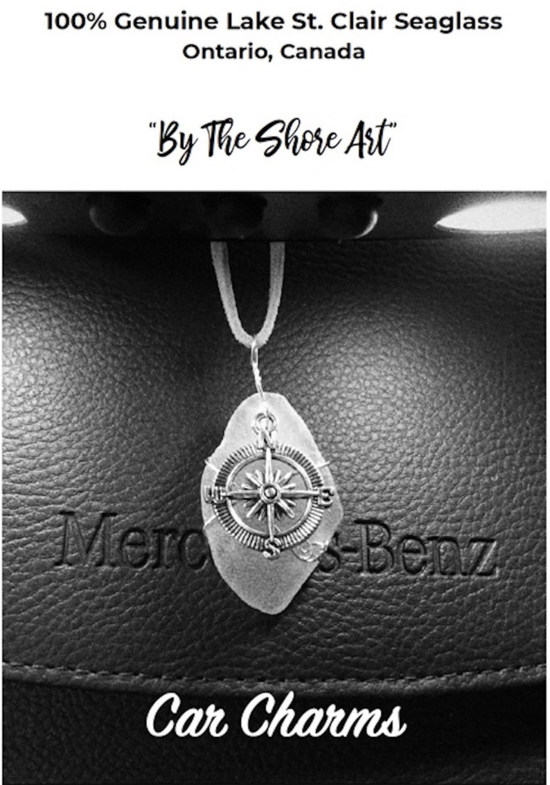 bottle hanging charm. Rearview mirror Clair SeaGlass DOGPuppy Hand-Made Genuine 100/% Canadian Lake St