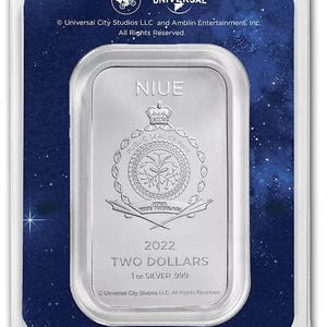 Colorized 1 oz Silver Bar,  2 Dollar E.T. Movie Poster Coin in TEP Colorized. 1oz SILVER Bar, Movies