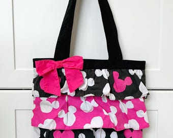 DISNEY Parks Tote - Handbag PINK - Minnie & Mickey Mouse RARE Collectible Bag