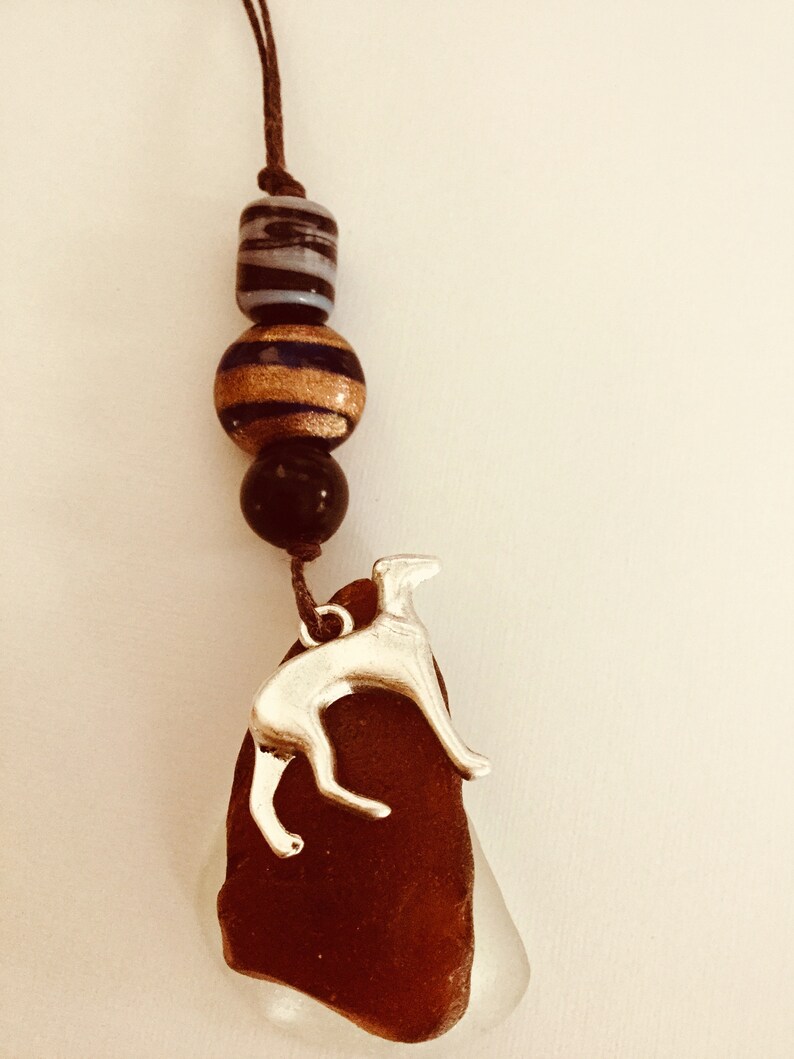 bottle hanging charm. Rearview mirror Clair SeaGlass DOGPuppy Hand-Made Genuine 100/% Canadian Lake St