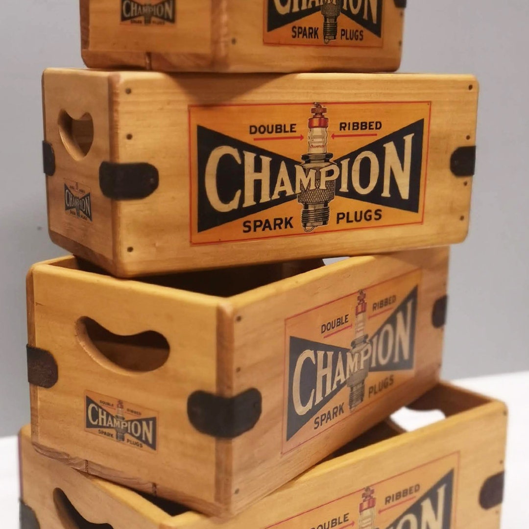 Champion Classic Car Vintage Box Wooden Advertising Crate - Etsy UK