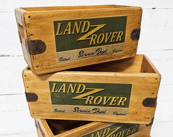 Land Rover Service Vintage Box Wooden Advertising Crate
