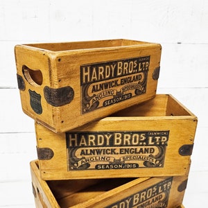 Vintage Fishing Box Hardy Bros Wooden Advertising Crate