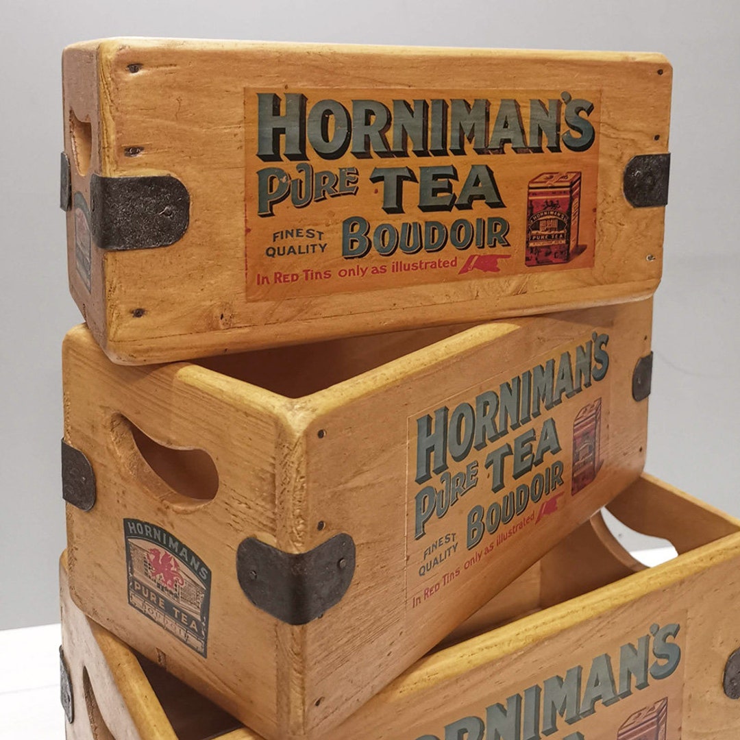 **アンティーク風♡SAVON‪ꔛ‬パウダーBOX** Horniman's Tea Vintage Box Wooden Advertising Crate - Etsy