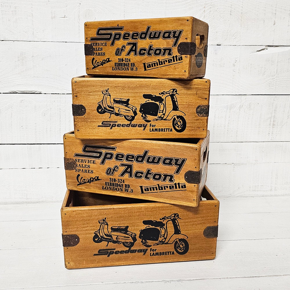 Lambretta - Vespa Dealer Vintage Box Wooden Scooter Advertising