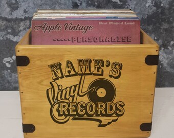 Personalised Record Box Handcrafted Vinyl Storage Crate