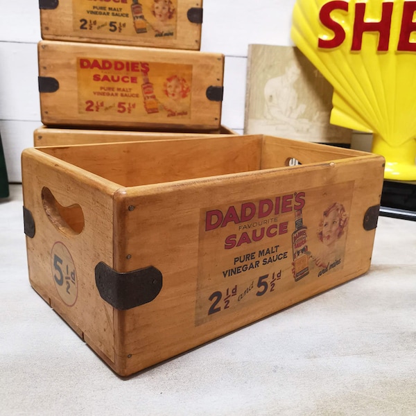 Daddies Sauce Vintage Box Wooden Advertising Crate