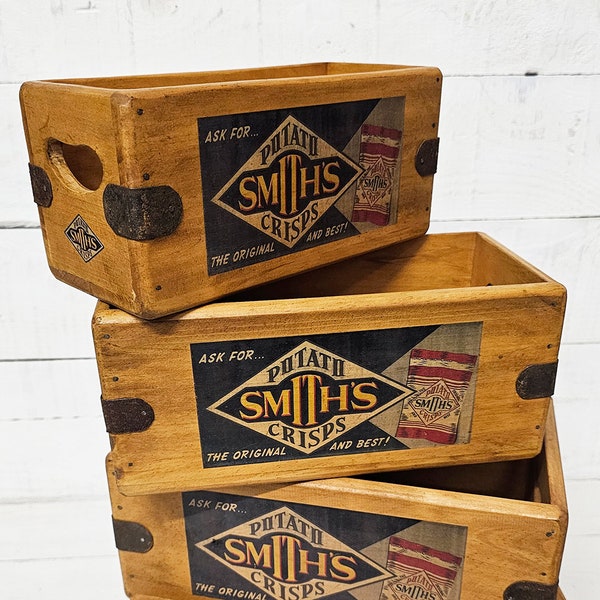 Smith Crisps Vintage Box Wooden Snack Advertising Crate