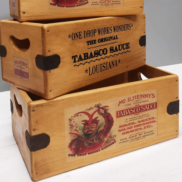 Devil Tabasco Vintage Box Wooden Hot Sauce Advertising Crate