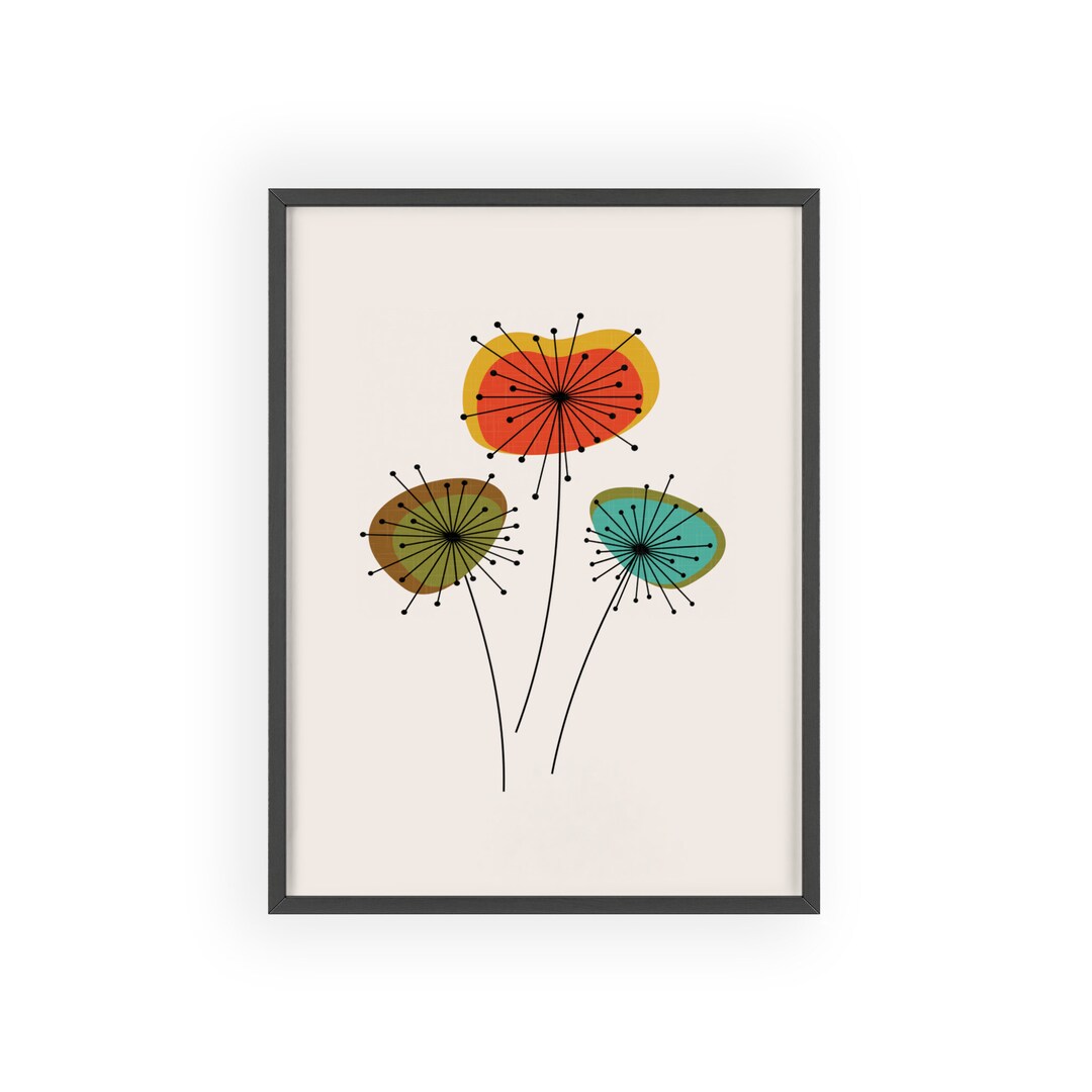 Atomic Wall Art Starburst Mid Century Modern MCM Digital Print Etsy