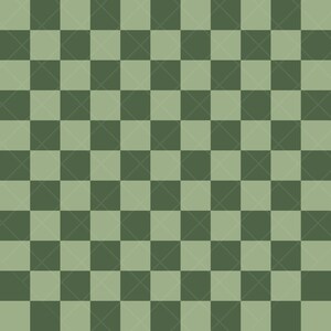 Pode incluir: Um padrão xadrez verde e verde claro. O padrão é composto por quadrados.