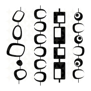 Mid Century Modern Geometric Chain Wall Decal Retro MCM Decor SVG Bundle Shapes Elements Mid Mod Wallpaper Vector Clip Art Atomic Starburst