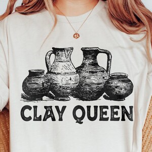Camiseta engraçada de cerâmica para mulheres e meninas, camiseta de ceramista, presente para artista de cerâmica, amante de cerâmica, camiseta engraçada com estampa de rainha do barro, camiseta para adultos e crianças