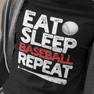 Eat Sleep Baseball-Wiederholungs-T-Shirt Fänger-Pitcher-Baseball-Kindergeschenk-Baseball-Liebhaber-T-Shirt