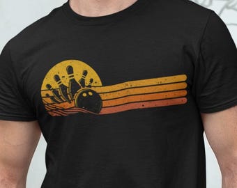 Retro Bowling T-Shirt Bowler Funny Bowling Gift Bowling Lover Shirt Ten-pin Bowling Team Party Print Tee Shirt Adults Kids Hoodie Tank Top