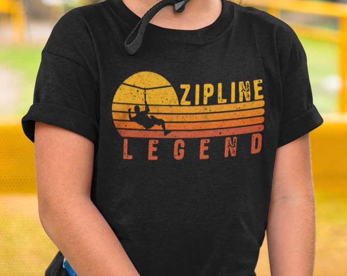 Unisex Zipline Legend T-Shirt Adults Kids, Retro Zip Line Birthday Gift, Ziplining Lover Shirt, Funny Zipliner Print Tee Shirt Adults Kids