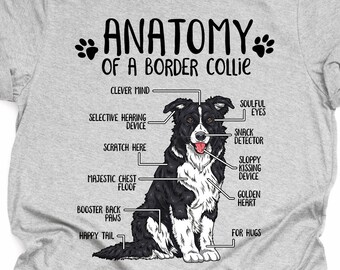 Funny Border Collie Dog Lover Gift, Unisex Anatomy Border Collie T-Shirt Border Collie Lover Shirt Border Collie Print Tee Shirt Adults Kids