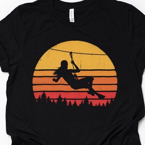 Zipline Girl T-Shirt Zipline Birthday Gift Ziplining Lover Retro Zip Line Shirt Personalized Zipping Zipliner Custom Print Tee Adults Kids