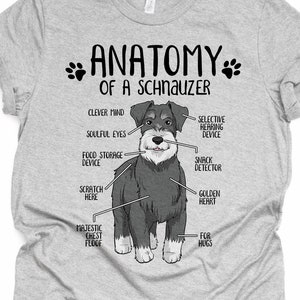 Zabawny prezent dla sznaucera, Unisex Anatomia T-shirt dla sznaucera, Prezent dla miłośnika psów sznaucera, Koszulka dla mamy sznaucera, Koszulka z nadrukiem sznaucera dla dorosłych i dzieci