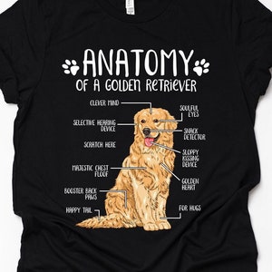 Unisex anatomie Golden Retriever T-shirt Golden Retriever cadeau hondenliefhebber shirt grappige hond moeder vader print T-shirt volwassenen kinderen hoodie tanktop