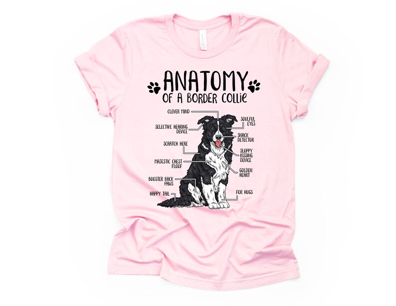 Cadeau drôle d'amant de chien de border collie, anatomie unisexe T-shirt de border collie chemise d'amant de border collie t-shirt imprimé de border collie adultes enfants Pink