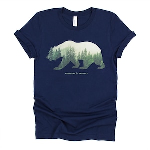 Preserve & Protect Bear Silhouette T-Shirt Vintage National Park Shirt Forest Outdoor Camping Hiking Gift Climate Change Tee Hoodie Sweater image 3