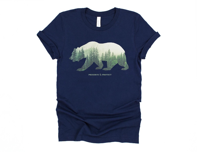 Preserve & Protect Bear Silhouette T-Shirt Vintage National Park Shirt Forest Outdoor Camping Hiking Gift Climate Change Tee Hoodie Sweater image 3