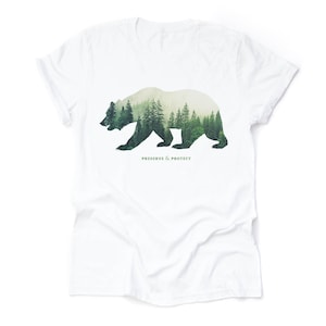 Preserve & Protect Bear Silhouette T-Shirt Vintage National Park Shirt Forest Outdoor Camping Hiking Gift Climate Change Tee Hoodie Sweater image 5