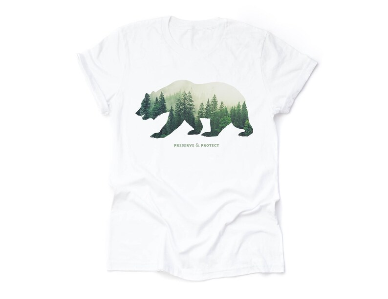 Preserve & Protect Bear Silhouette T-Shirt Vintage National Park Shirt Forest Outdoor Camping Hiking Gift Climate Change Tee Hoodie Sweater image 5