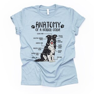 Cadeau drôle d'amant de chien de border collie, anatomie unisexe T-shirt de border collie chemise d'amant de border collie t-shirt imprimé de border collie adultes enfants Light Blue