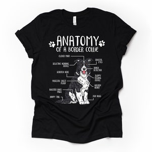 Cadeau drôle d'amant de chien de border collie, anatomie unisexe T-shirt de border collie chemise d'amant de border collie t-shirt imprimé de border collie adultes enfants Black
