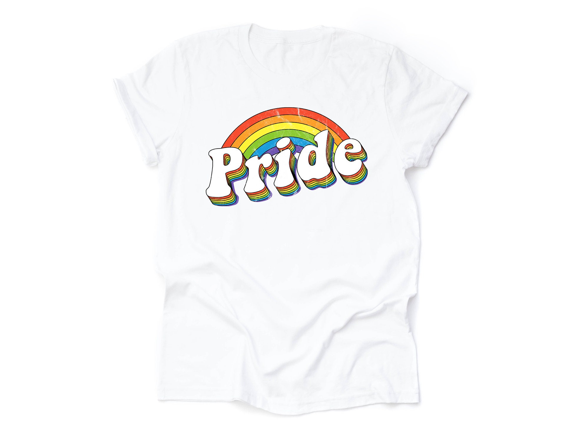 Retro Pride Tshirt LGBTQ 70s Gay Pride Flag Shirt LGBT History Month Pride Month Rainbow Flag
