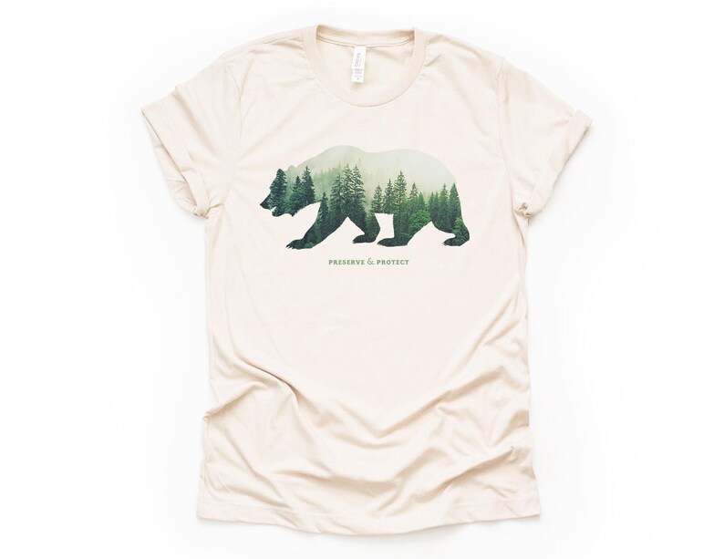 Preserve & Protect Bear Silhouette T-Shirt Vintage National Park Shirt Forest Outdoor Camping Hiking Gift Climate Change Tee Hoodie Sweater image 4