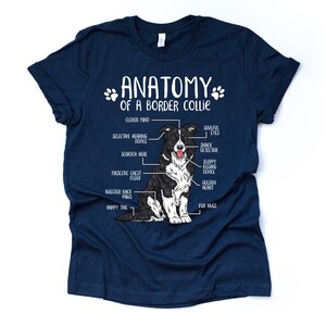 Cadeau drôle d'amant de chien de border collie, anatomie unisexe T-shirt de border collie chemise d'amant de border collie t-shirt imprimé de border collie adultes enfants Navy