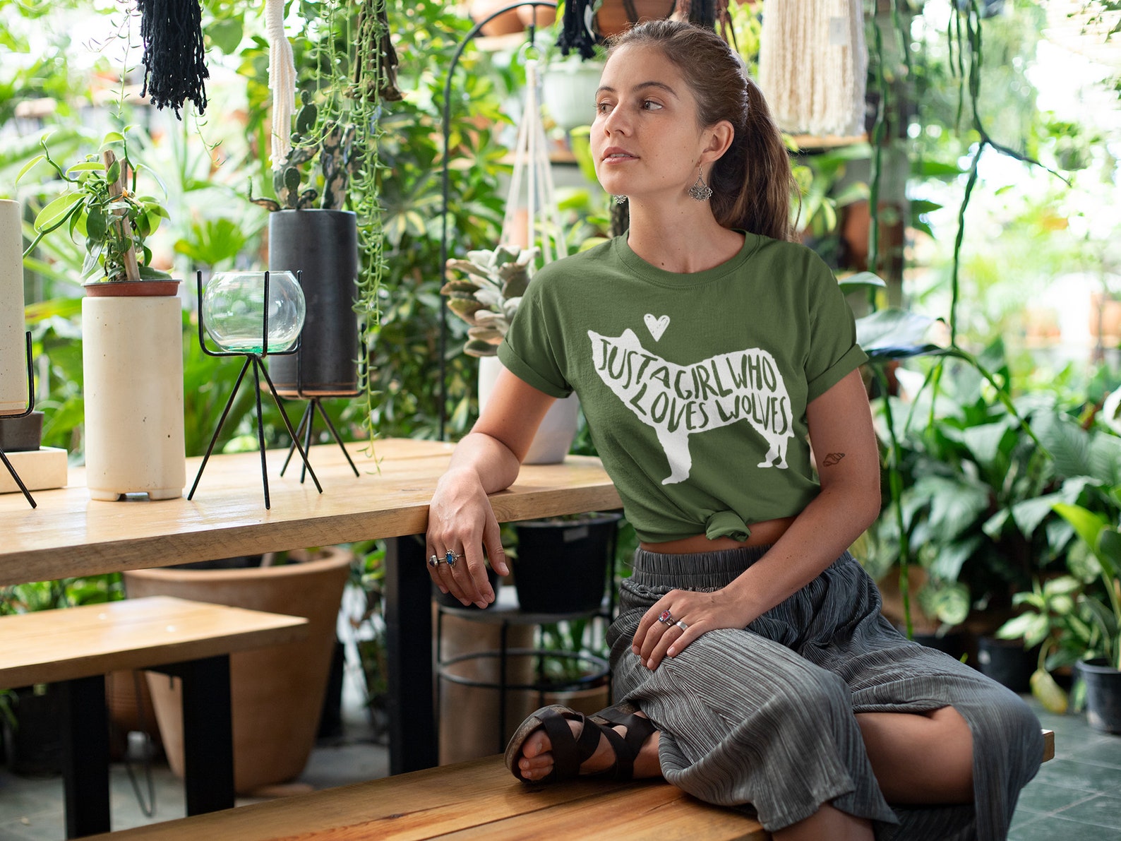 Unisex Just A Girl Who Loves Wolves Shirt, Wolf Gift for Wolf Lover ...