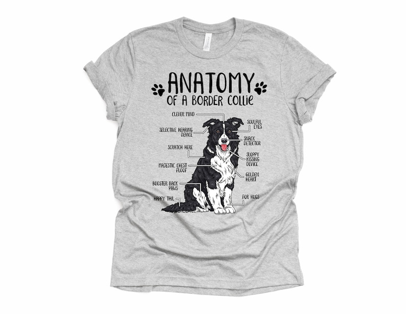 Cadeau drôle d'amant de chien de border collie, anatomie unisexe T-shirt de border collie chemise d'amant de border collie t-shirt imprimé de border collie adultes enfants Athletic Heather