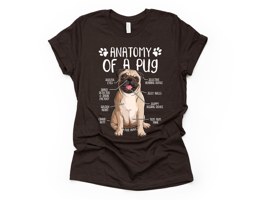 Funny Pug Gift, Unisex Anatomy Pug T-shirt, Pug Dog Lover Gift, Pug Mom ...