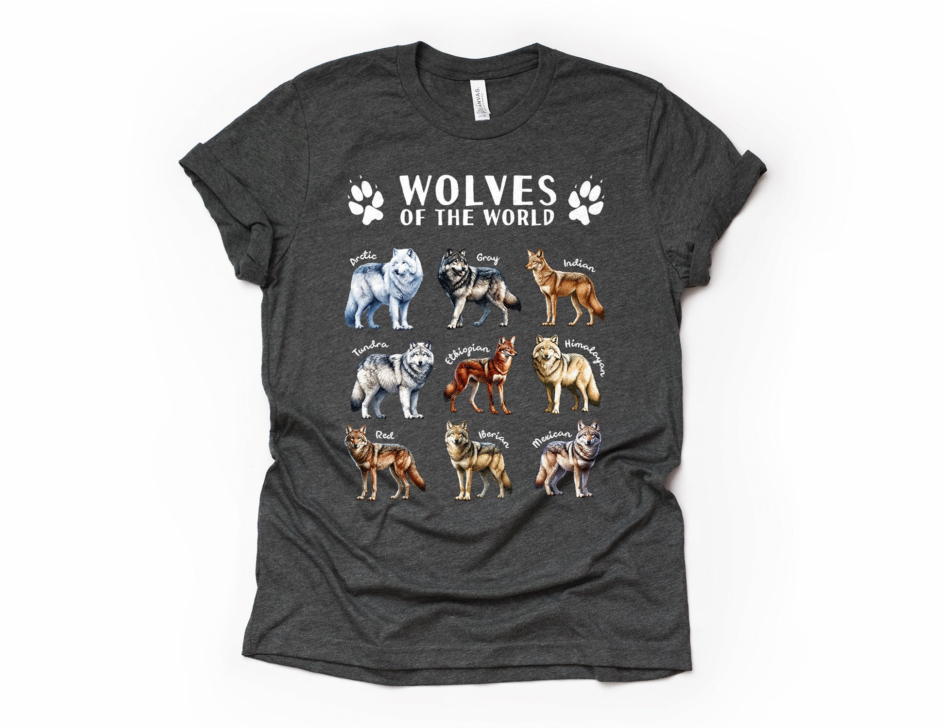 Wolves of the World T-shirt Cute Wolf Shirt Educational Gift Wolf Lover ...