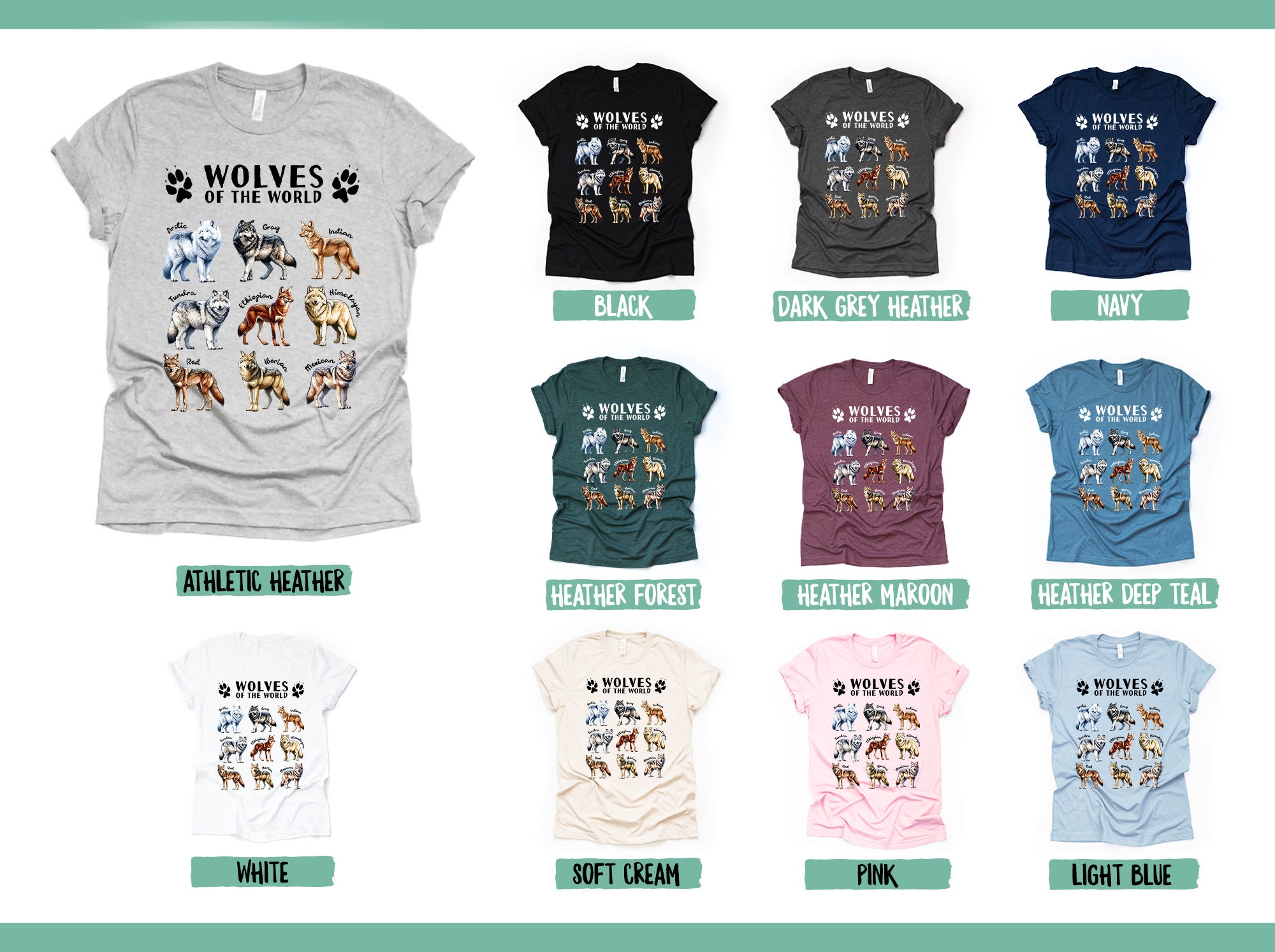 Wolves of the World T-shirt Cute Wolf Shirt Educational Gift Wolf Lover ...