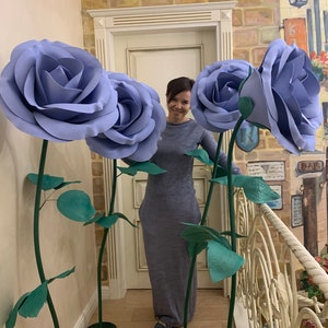 Giant foam rose with metal stand, Huge flower for shop window display, Alice in Wonderland party, Interior decor, Props for photo shoots