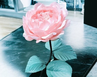14" Giant Paper Peony Rose: Long Stem Flower Decor