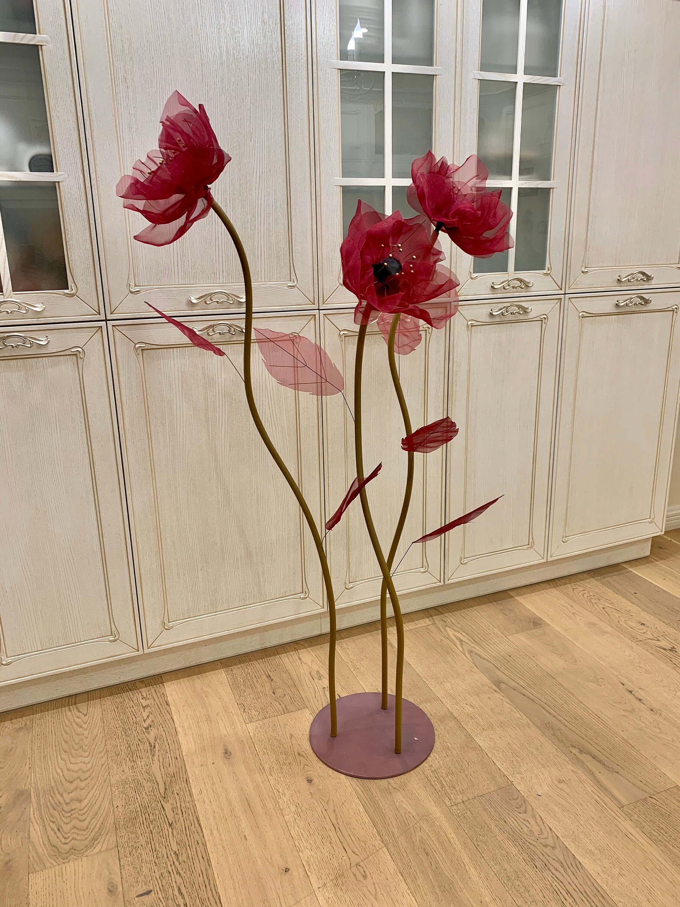 Organza large flowers Wedding faux poppy flowers Luxury Etsy