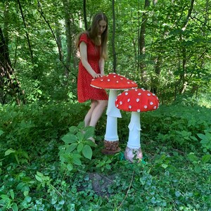 Set of 2 Fantasy Giant Mushrooms for decorations, party, scene, Alice in Wonderland performance, Huge backdrop decor, Fake Mushrooms image 2