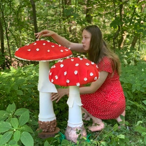 Set of 2 Fantasy Giant Mushrooms for decorations, party, scene, Alice in Wonderland performance, Huge backdrop decor, Fake Mushrooms image 7