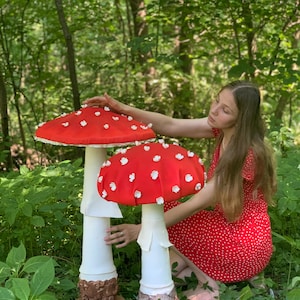 Set of 2 Fantasy Giant Mushrooms for decorations, party, scene, Alice in Wonderland performance, Huge backdrop decor, Fake Mushrooms image 9