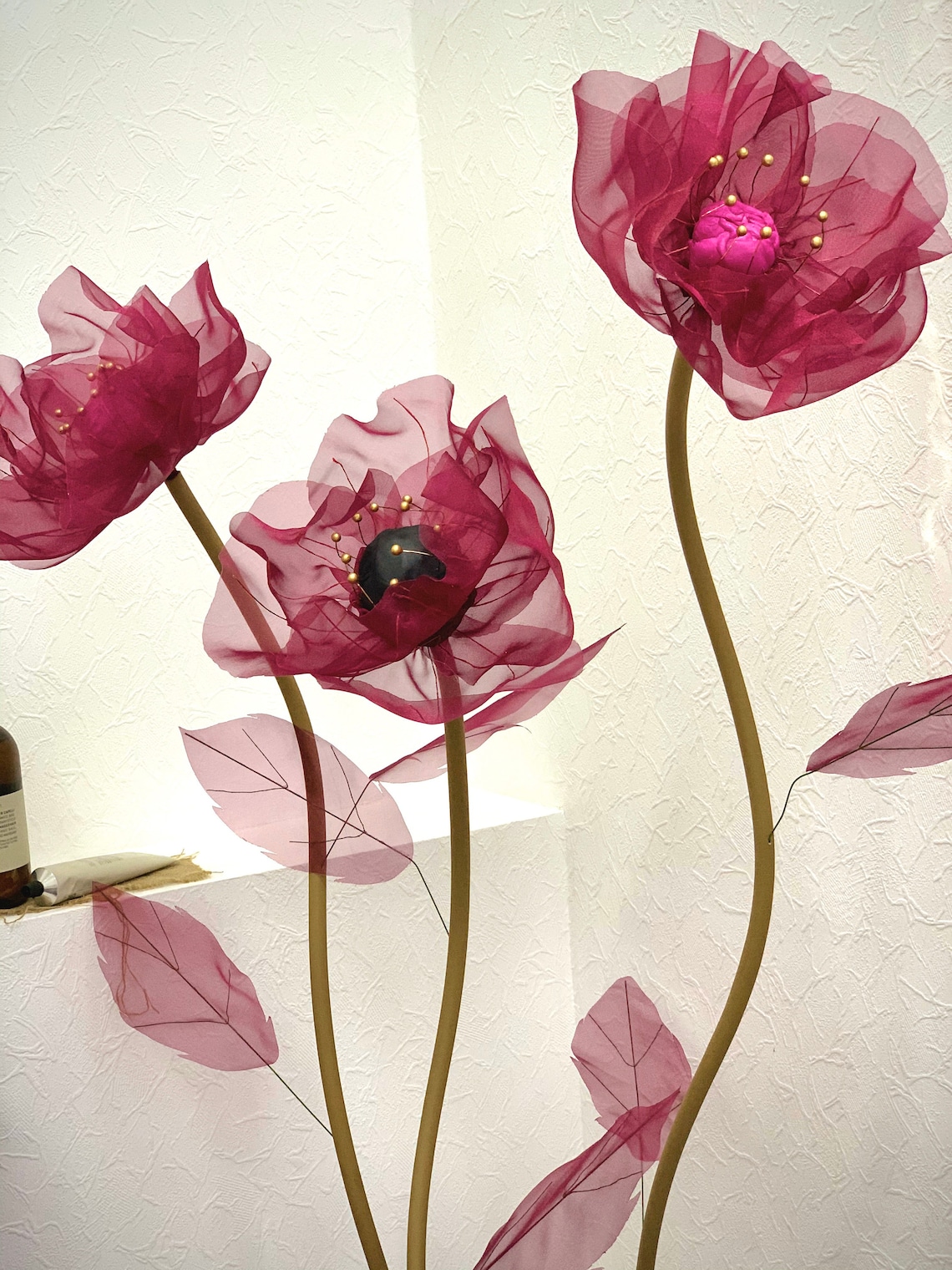 Organza large flowers Wedding faux poppy flowers Luxury Etsy