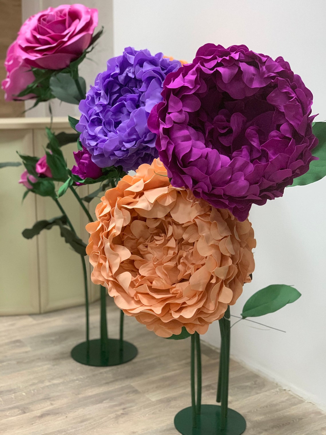 SET 15 Giant foam flowers self standing Large garden roses & Etsy