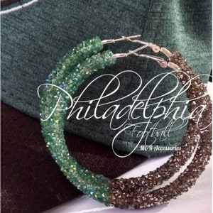 Philadelphia Football &quot;Team Color Inspired&quot; Lightweight Sparkle Hoop Earrings. Custom Item!!! NOW in STOCK!!!