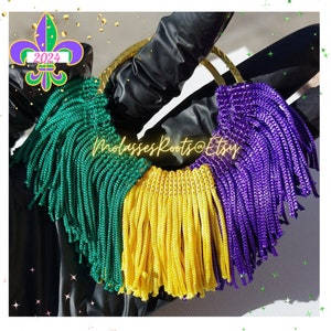 NEW!!! Mardi Gras 2024 Lightweight Custom Tassel Hoop Earrings!!! IN STOCK!!!!!